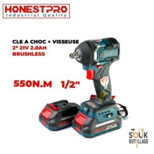 Clé à chocs et visseuse sans fil HONESTPRO 21V – 2.0Ah – 550 N.m – 1/2" Brushless YAE6118