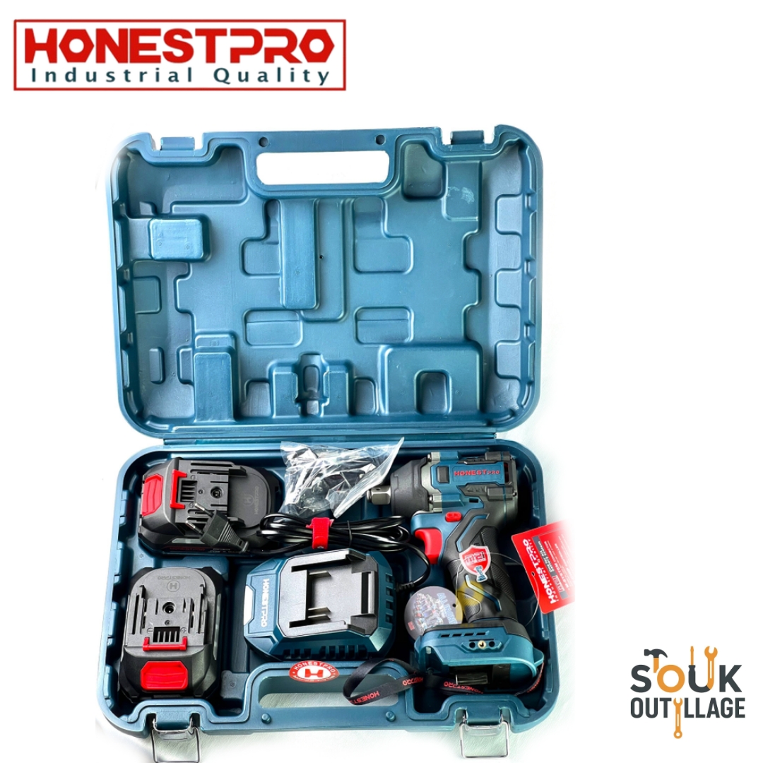 Clé à chocs et visseuse sans fil HONESTPRO 21V – 2.0Ah – 550 N.m – 1/2" Brushless YAE6118 – Image 2