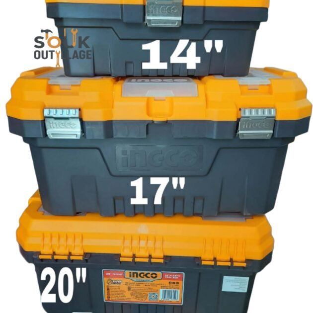 Jeu 3 boîtes à outils PVC charnières métal 14″17″20″