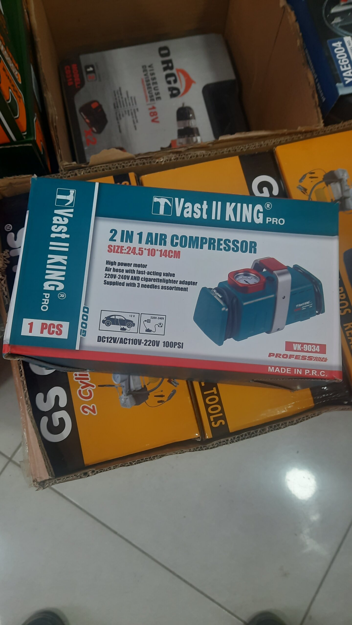 Compresseur d’air Gonfleur Multifonction Pour Maison et Voiture 2en1 100PSI – Image 2