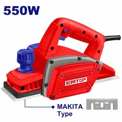 Rabot Électrique 550W 16000Tr/min Largeur 82Mm Base Aluminium Emtop EECR0551