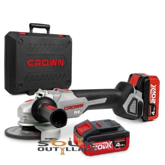 Meuleuse d’angle sans fil 20V avec 2 batteries | CROWN
