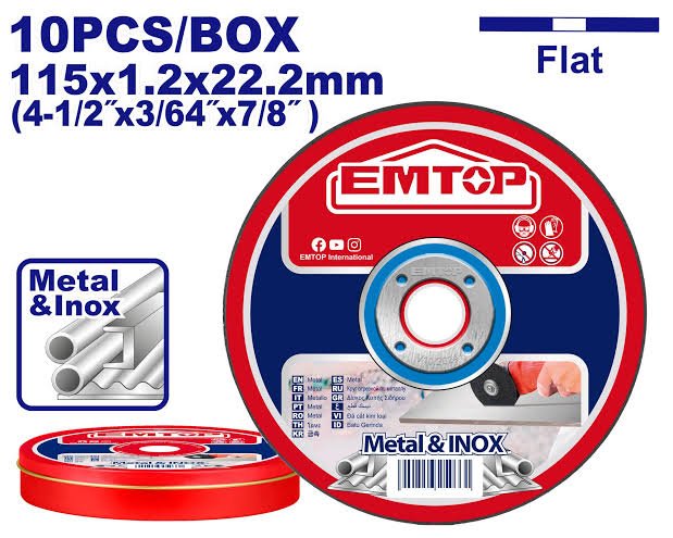Disque 115X1,2Mm inox  10pcs Emtop Eacd121155