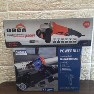 Pack Meuleuse ORCA 800W + Perceuse-visseuse POWERBLU 16.8V | Outillage professionnel